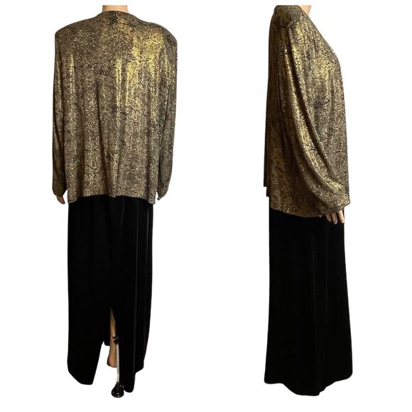Patra Vtg Black Gold Glitter Evening 2 Pc Dress & Jacket Formal Maxi Dress 20 - Picture 17 of 17